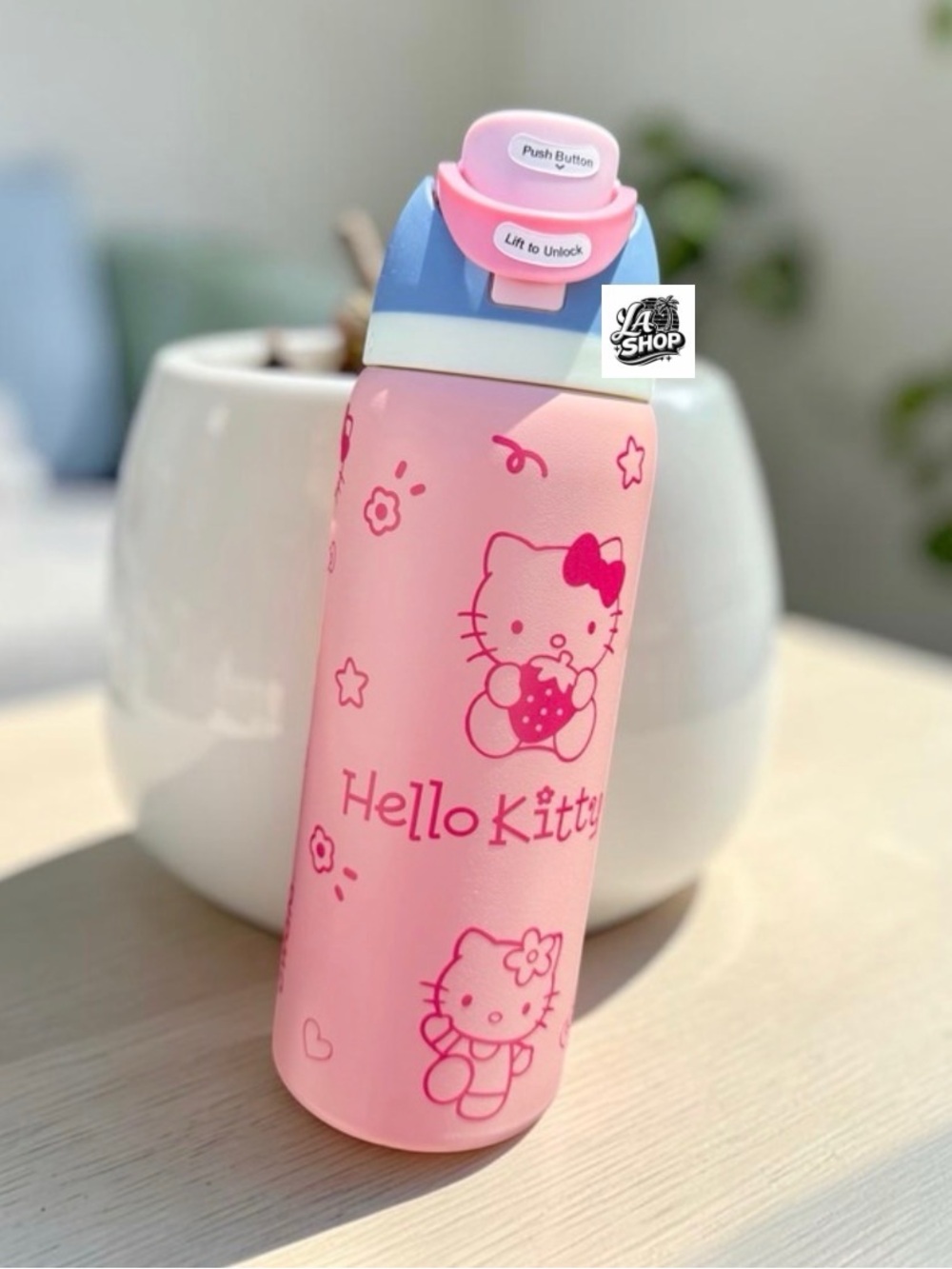 Hello Kitty Pink Kids Stainless Steel Water Bottle with Flip Cap